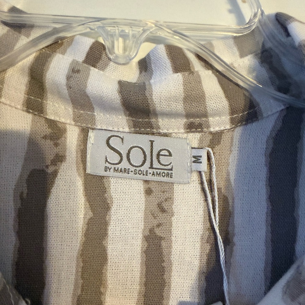 Stylish Gray Striped Linen Ladies Shirt - Picture 4 of 5
